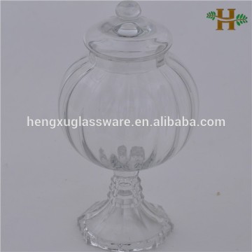 hand blown glass jar with cover