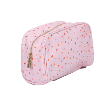 Cross print PU twill makeup bag