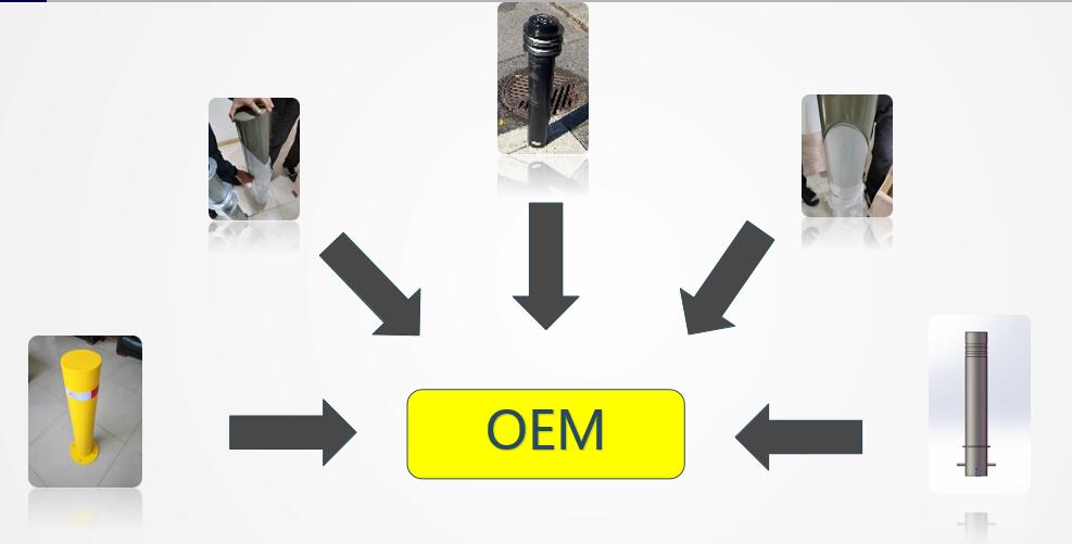 Manufacturers produce road traffic parking posts with locking chains and movable parking barricades