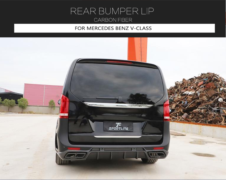 Carbon Fiber V-Class W447 Rear Car Bumper for Mercedes Benz Vito V220 V250 Van 15-19