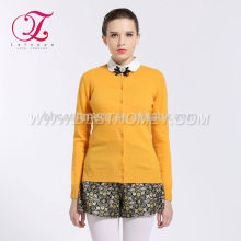 Women's solid color crew neck cashmere cardigan sweaters high quality knitwear