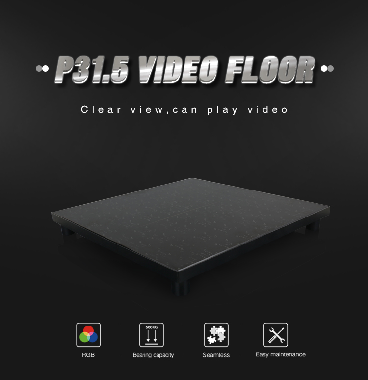 RGB led lighted floor tiles screen panel rigebaled video sensitive dance floor for event