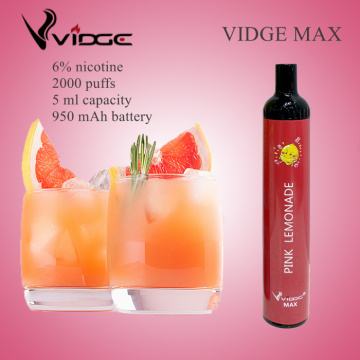 2000 Hits Disposable E Cig Vape Vidge Max