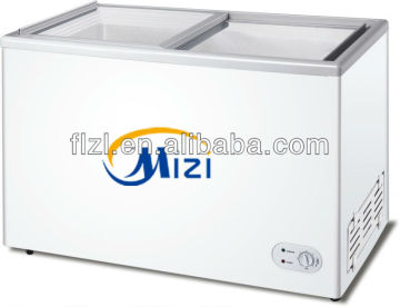 Chest type glass top deep sliding door chest freezer