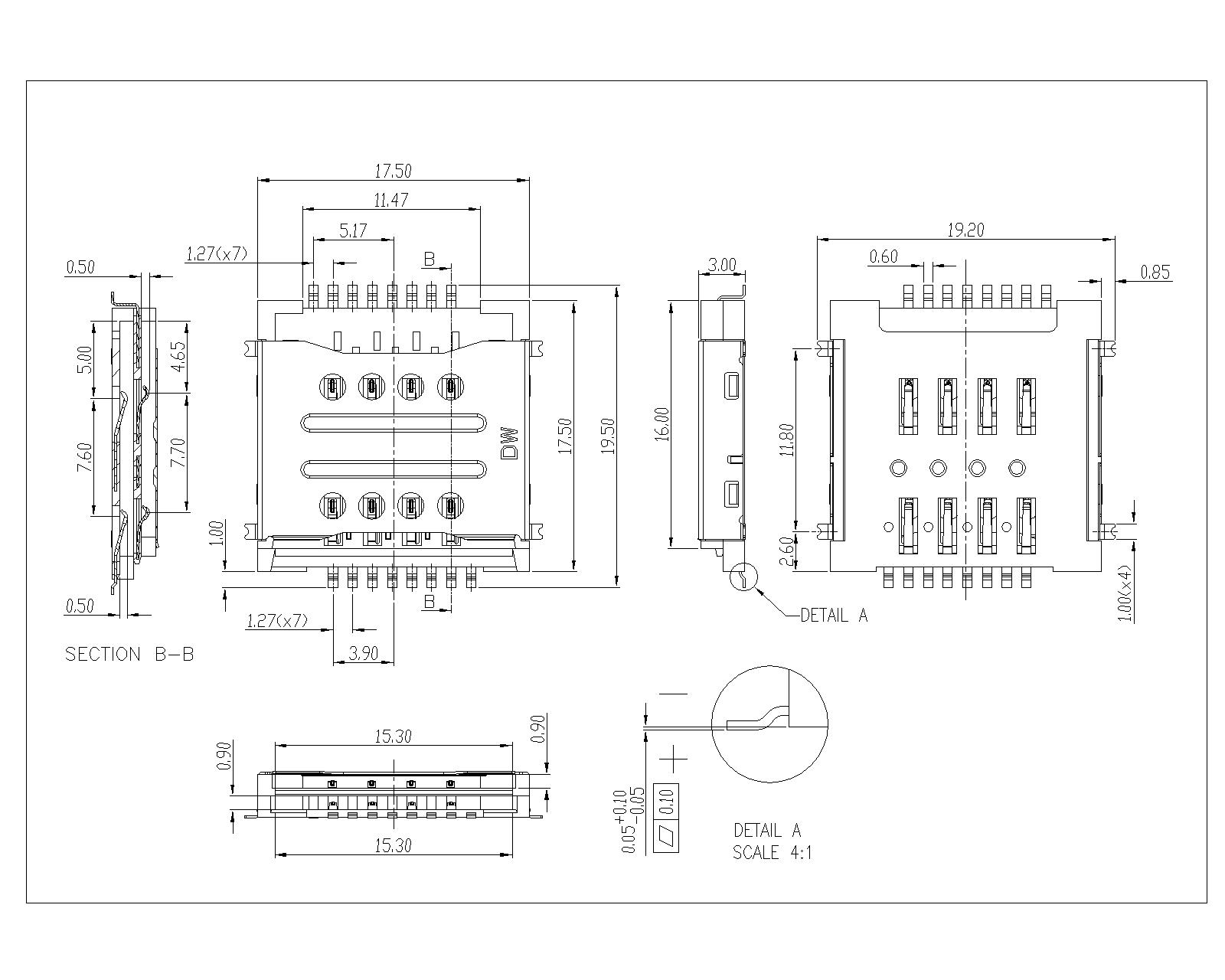 ATK-SIM-8-B-300-A-034 Dual SIM CARD 8PIN H3.0mm Connector