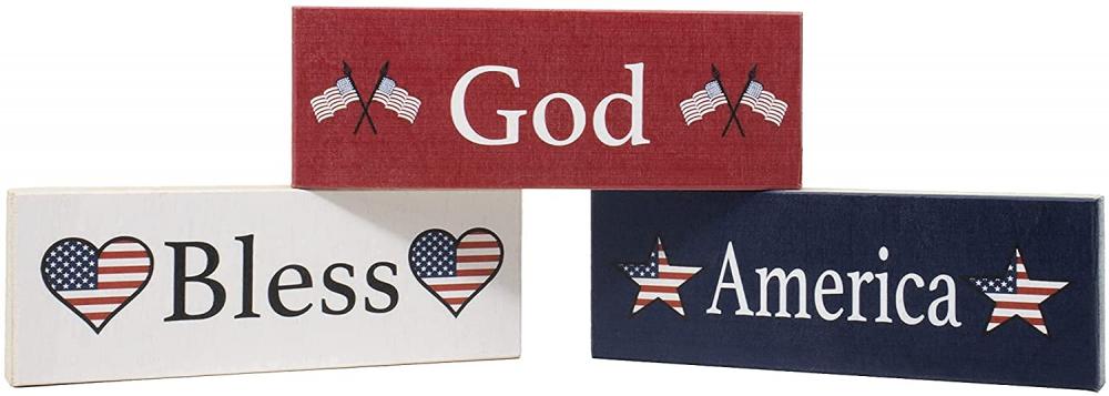 Gud välsigne America Wood Blocks