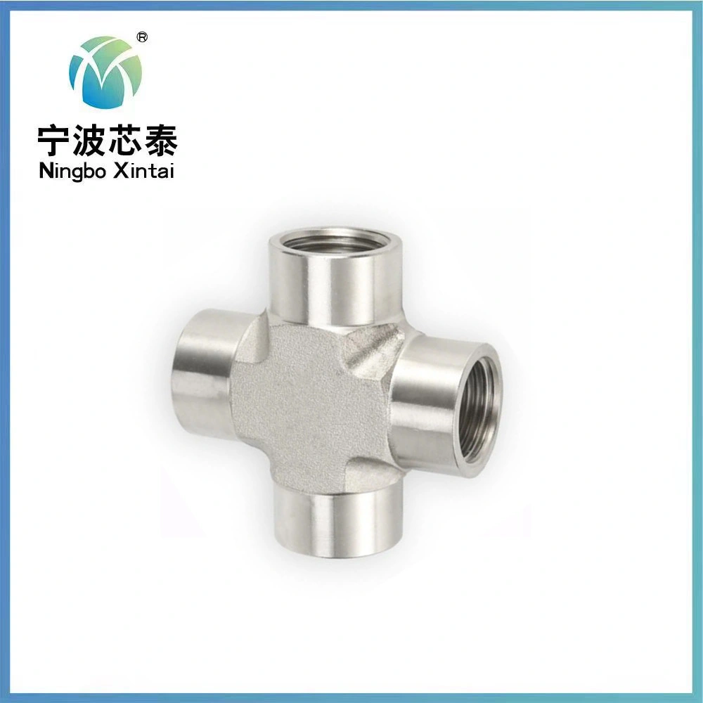 China Supplier OEM ODM Hydraulic Stainless Steel Pipe Fitting / 316 Bsp NPT Pipe Thread Fitting / 1/8" Pipe Female Cross Fittings