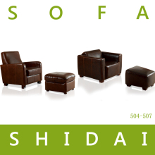 high quality single leather sofa chair with stool 507