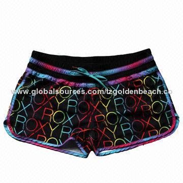 Roxy Shorts with Polyester Microfiber and Rubber Printing