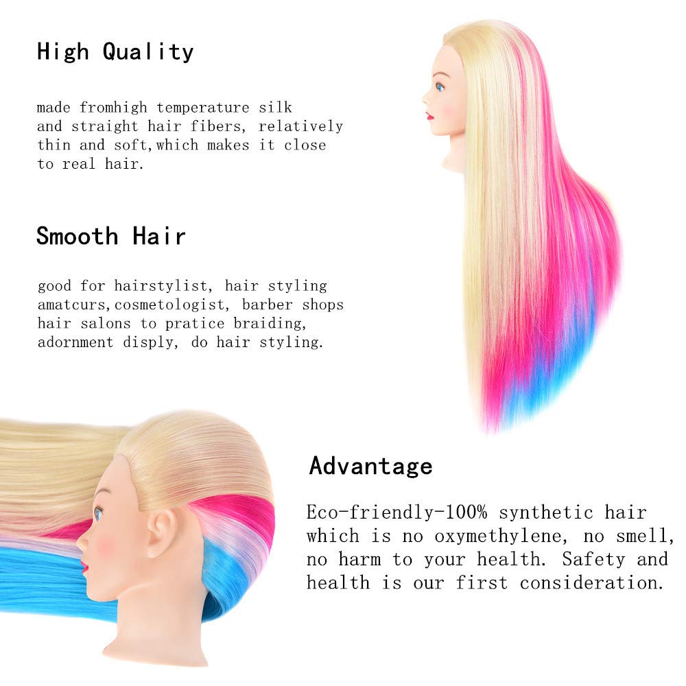 Synthetic Hair Manikin Head Female Wig Black Cosmetology   Maniquines Mannequin Head Hairdresser Training Doll Head