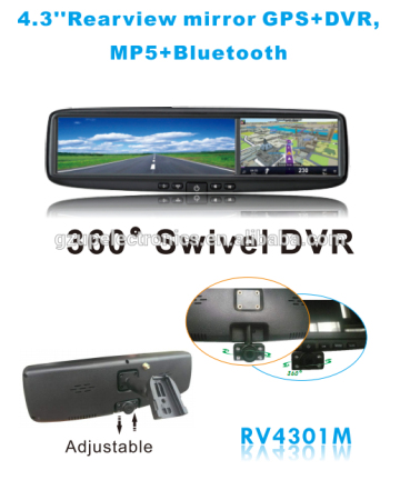 4.3" Multi-Function Car Rearview Mirror with GPS Bluetooth/DVR car rear view camera