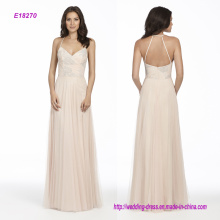Almond Draped Bodice English Net A-Line Bridesmaid Dress