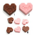 Romántico 100 piezas corazón Chocolate resina cabujón cuentas Flatback letra AMOR para la cubierta del teléfono arte decoración Diy adorno Accesorios