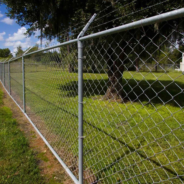 10 or 11 Gauge Galvanized Iron Chain Link Fence with Security Top Barbed Wire.