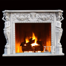 Home Decorative luxury white natural stone marble fireplace mantels