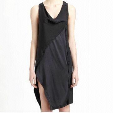 Twisted Placket Silk Dress