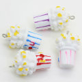 Encantos de palomitas de maíz dulces Kawaii colgantes de palomitas de maíz de comida de casa de muñecas en miniatura para joyería de collar de pendientes