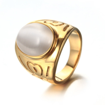 Latest gold men agate moon stone ring