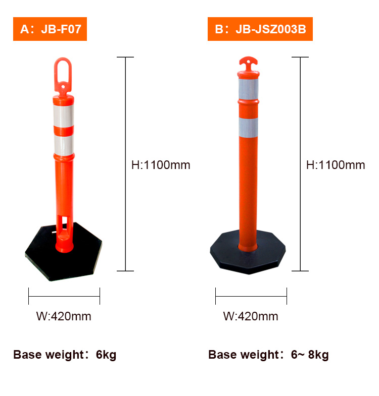 Highly Visible Road Safety Flexible Traffic Barrier Soft Delineator Warning Post, T Top Style Warming Post