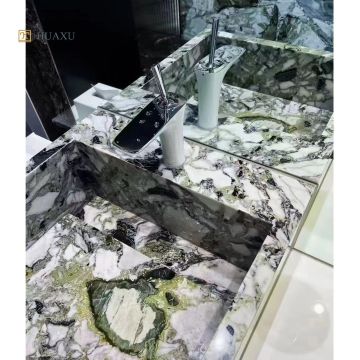 Huaxu Luxury Custom Home Villa Hotel Ice Jadite Quartzite Vanity Top Sink