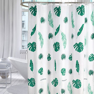 Leave printing water proof polyester shower curtain