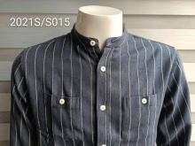 Vertical Stripes Stand Collar Warm Men's Shirts