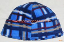 plaid micro fleece long beanie hat winter hat
