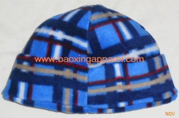plaid micro fleece long beanie hat winter hat