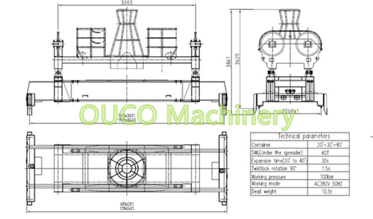 telescopic container spreader