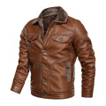 Custom Men's Turn Down Collar Leather Jacket Wholesale