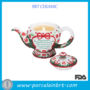 Teapot shaped decorative christmas candle jars