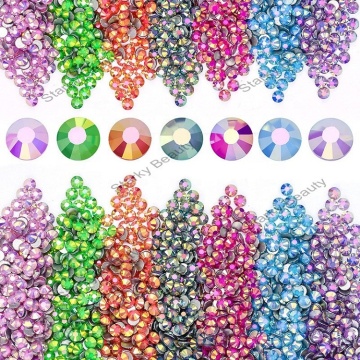 Rainbow DIY Non Hotfix Flatback Acrylic Nail Stones - Flat Bottomed Small Nail Diamonds & Rhinestones