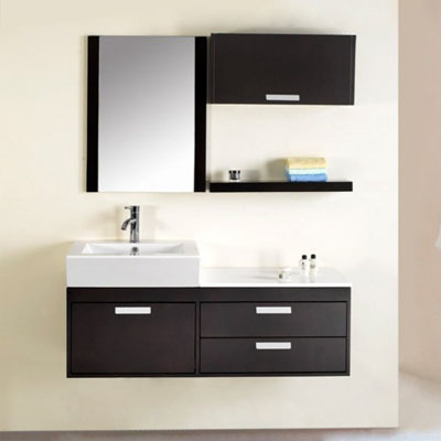 Wall Hung Solid Oak Wood Bathroom Vanity with Espresso Painted