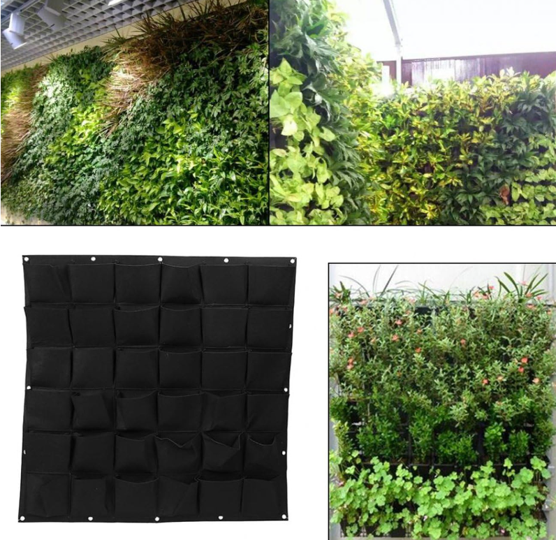 64 Pockets Wall Hanging Planter Planting Bag Vertical Garden Flower Greening Planting Container Wall Mounted Herb Planter