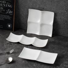 Nordic Style Sushi Plate Set - RW015 Creative White Ceramic Sauce Divided Dishes for Hotel
