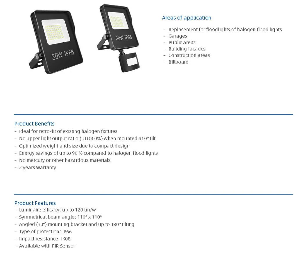 10W 20W 30W 50W LED Flood Light