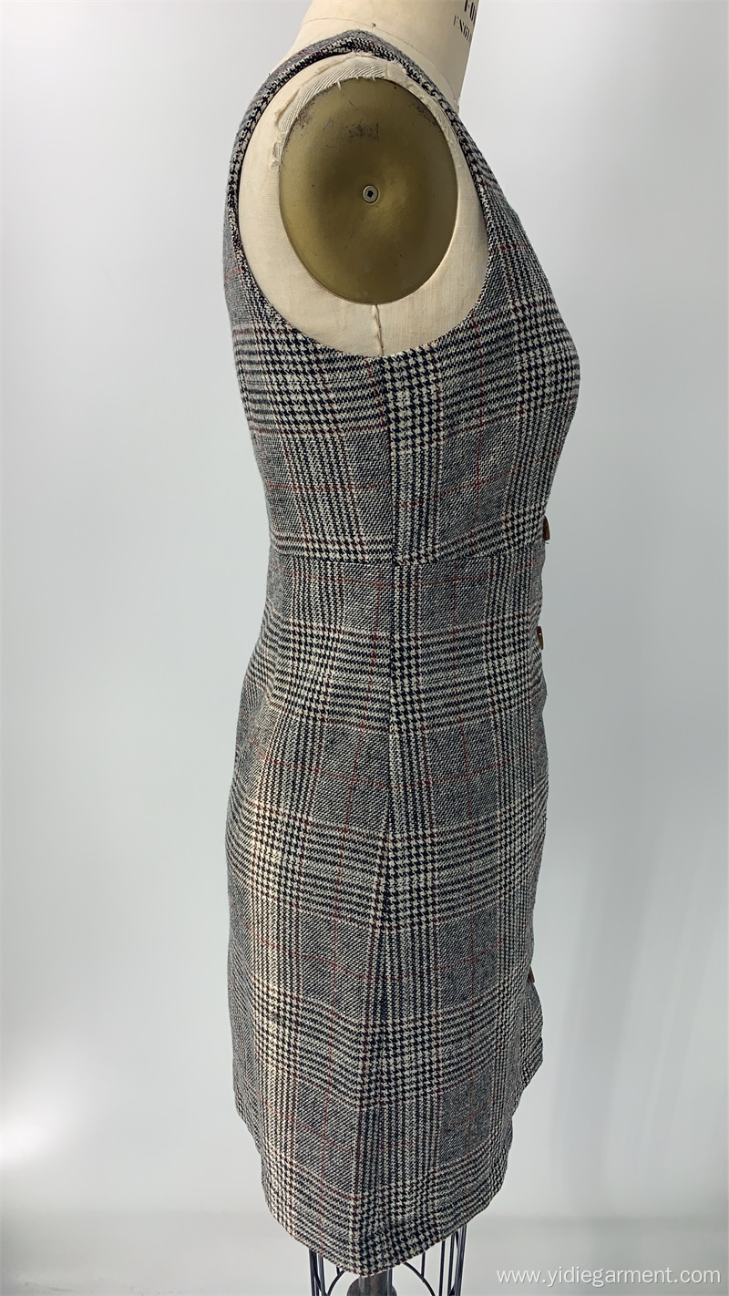 Women's Vintage Plaid Sleeveless Dress