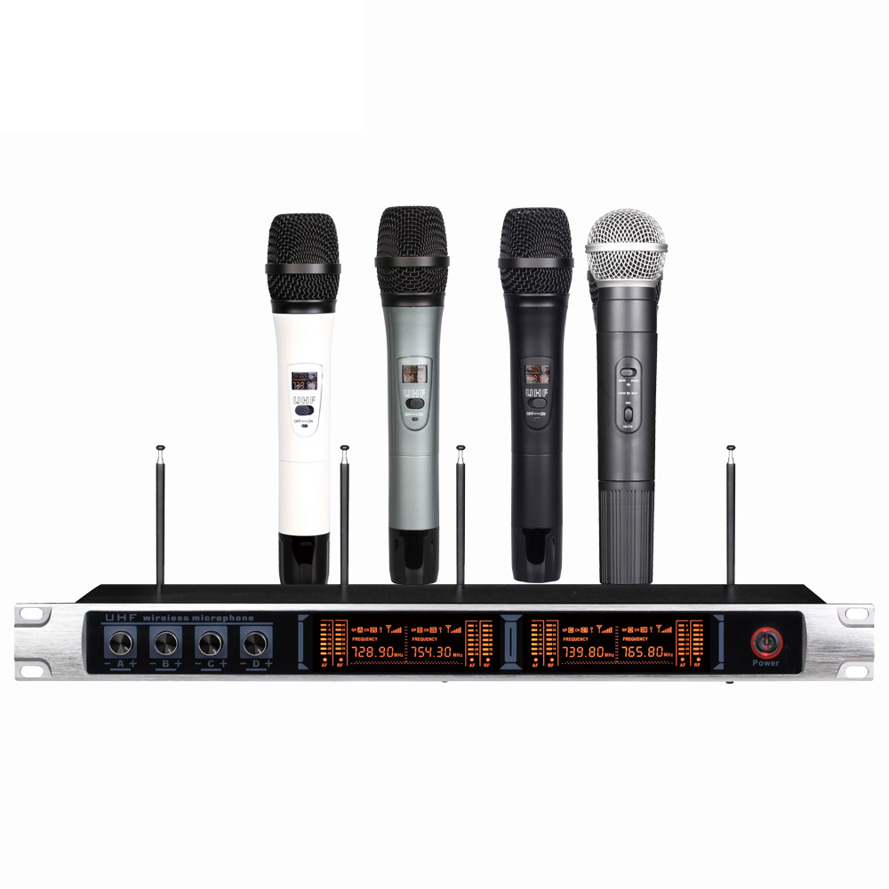 China Custom Four Channels Vhf Wireless Microphone Cordless And Speaker