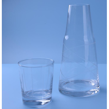 Pattern Cutting Clear Bedside Water Carafe Set