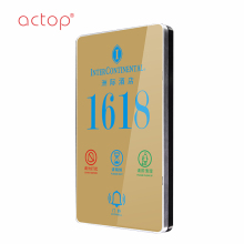 Room number doorplate with service information and doorbell