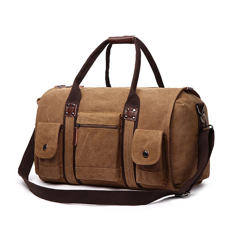 European and American Style Large Capacity Canvas Handbag Men and Women's Pure Color Travel Bag