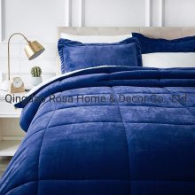 Navy Blue Ultra-Soft Micromink Blanket Sherpa Comforter Bed Set