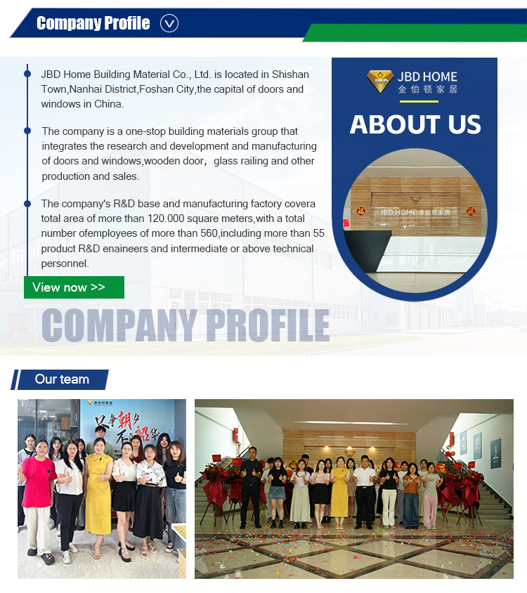 JBD HOME Building Material Co., Ltd. - professional aluminum door and window manufacturer based in Foshan, China’s capital of doors & windows; featuring 120,000㎡ R&D and production facility, 560+ employees including 55+ engineers, one-stop solutions for f