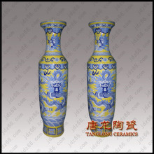 yellow glaze dragon vase porcelain