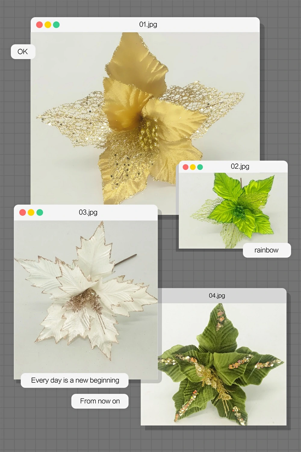 High Quality Christmas Decoration Beautiful Artificial Flowers