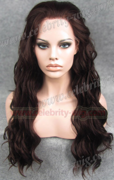 Heidi Klum Supermodel Long Wavy Auburn Synthetic Lace Front Wig