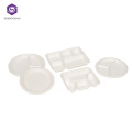 Disposable Sugarcane Bagasse Food Containers 3 compartments Round plates