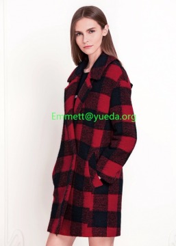 Red Black Plaid Woolen Fabric for woollen overcoat, coat cloth