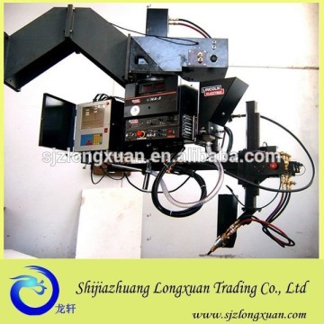 Integrated saddle hole cutting and welding machine