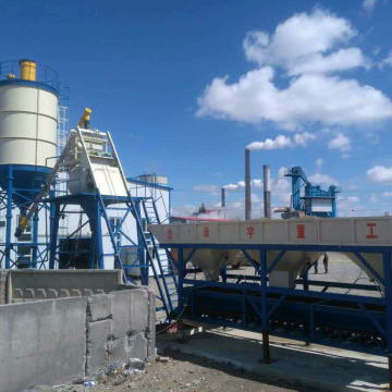 HZS75 mini stationary bucket type concrete batching plant